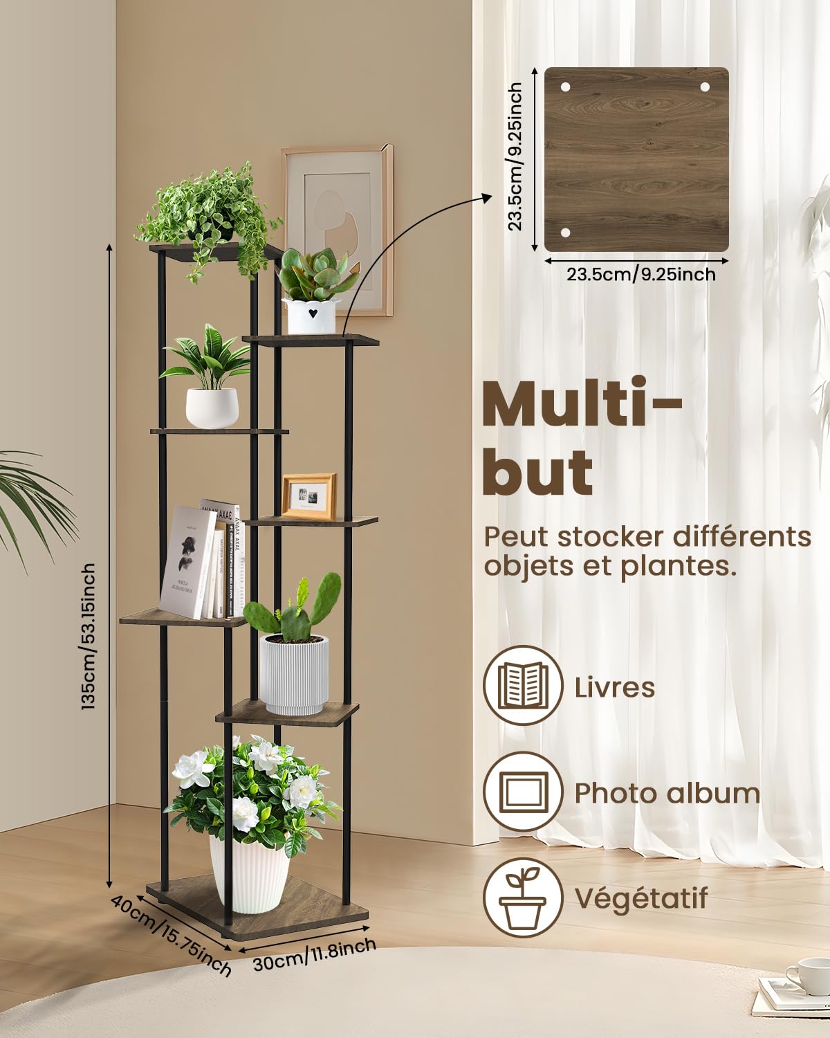 mymulike-home-life-blumenst-nder-holz-7-etagen-eckig image 2
