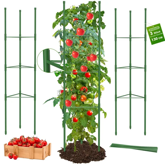 mymulike-home-life-tomaten-rankhilfe-130-cm-3-st-ck-gr-n image 1