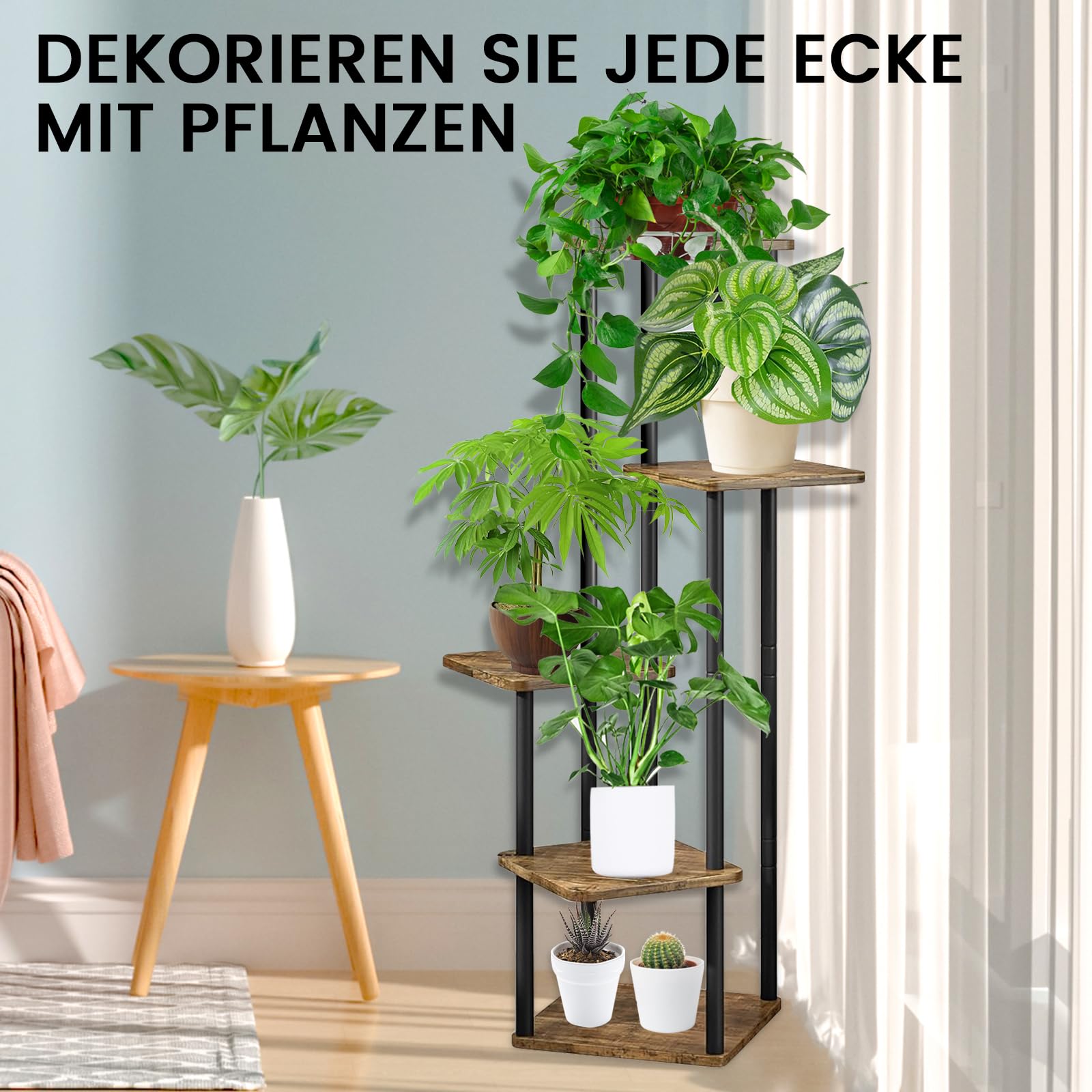 mymulike-home-life-pflanzenst-nder-holz-metall-5-etagen-ecke image 6