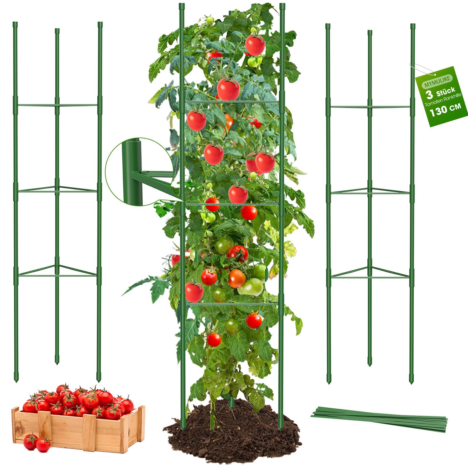 mymulike-home-life-tomaten-rankhilfe-130-cm-3-st-ck-gr-n image 1