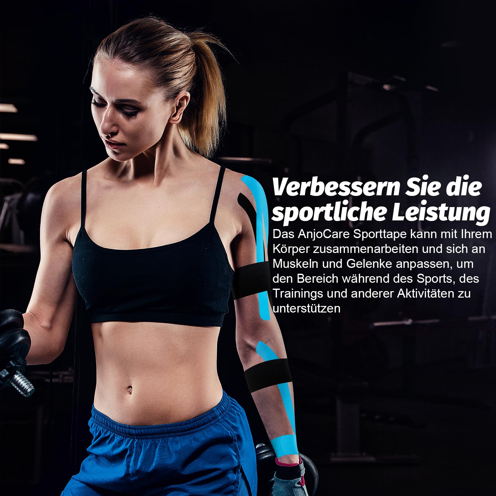 anjocare-kinesiologie-tape-vorgeschnitten-blau-schwarz-40x5x25cm image 2